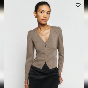💕REFORMATION💕 Callie Top - Tan Plaid ~ 2 NWT
